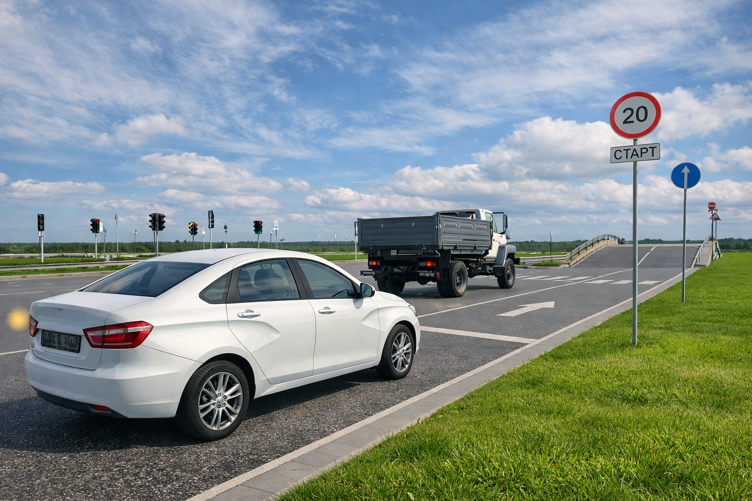 Упражнение старт на автодроме Казахстан